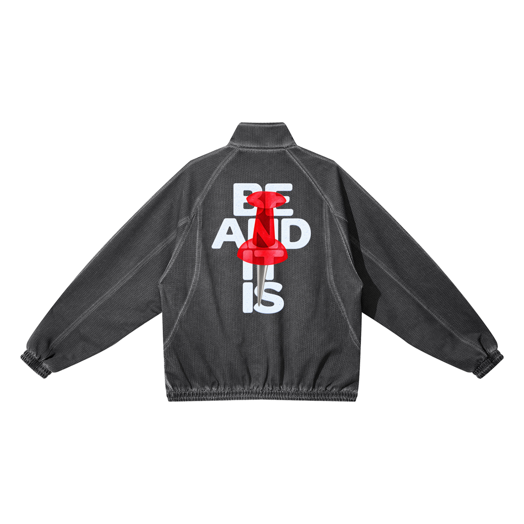 Unisex Vintage Wash Full Zip Mesh Jacket