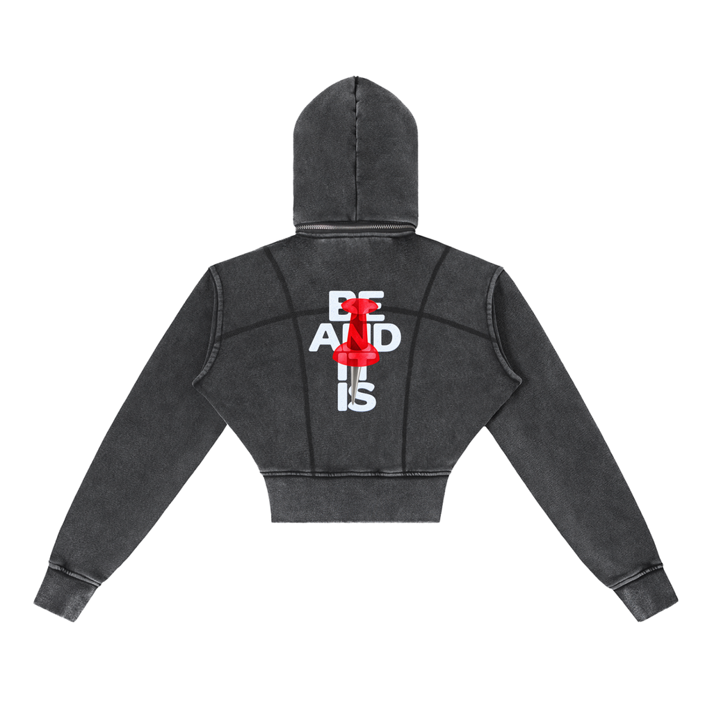 Vintage Washed Cropped Fleece Hoodie